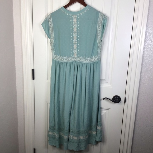 Sundance Light Teal Embroidered Dress Size Medium. - Picture 7 of 10